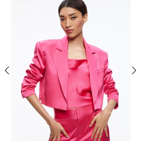 Alice + Olivia Pink Cropped Blazer Structured Suit Jacket - Picture 4 of 15